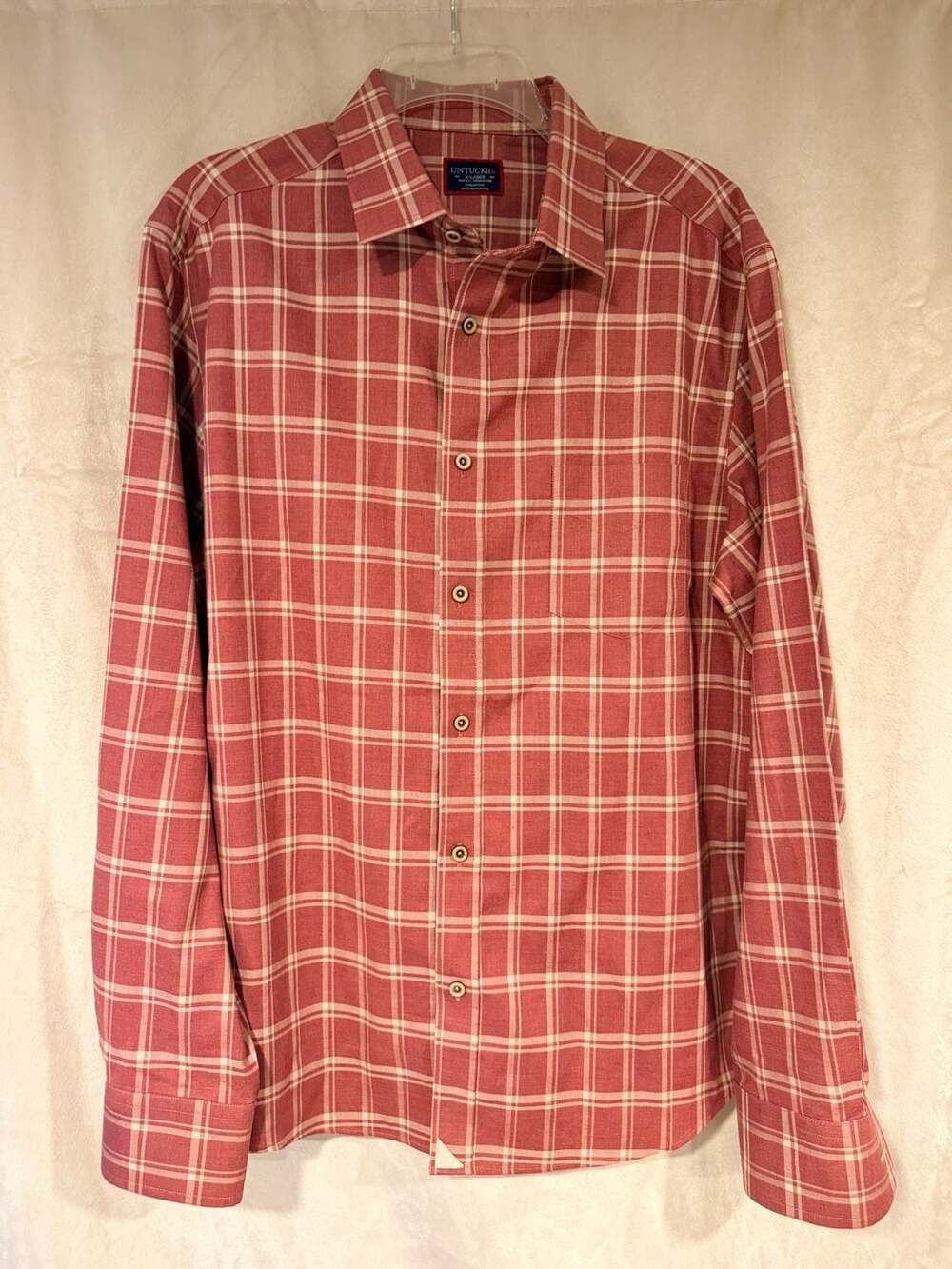 UNTUCKit Men's Slim Fit Wrinkle-Free Plaid Button-Down Shirt Red Size XL